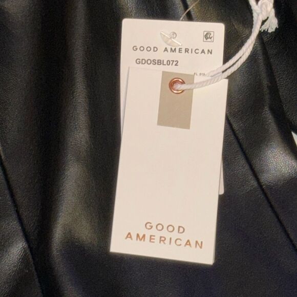 Good American Faux Leather Jacket Women's Size L/XL Black Open Front Pockets NWT - Picture 4 of 9